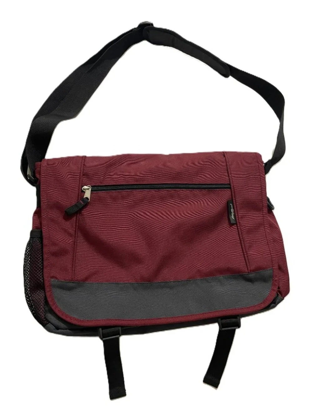 15 inch Eddie Bauer messenger bag, Marron, NWOT, Multiple Pockets, Nylon Strap